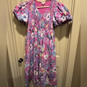 Listicle Pink and Purple Floral Kids Dress